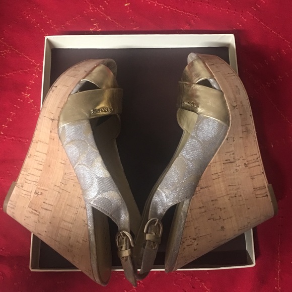 Coach Shoes - COACH Jessy Gold Wedge